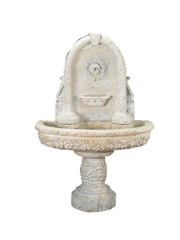 Robbiana Wall Cast Stone Outdoor Garden Water Fountain With Spout Fountain Tuscan 