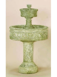 Thumbnail for Paestum Two Tier Cast Stone Outdoor Garden with Tall Base Fountain Tuscan 