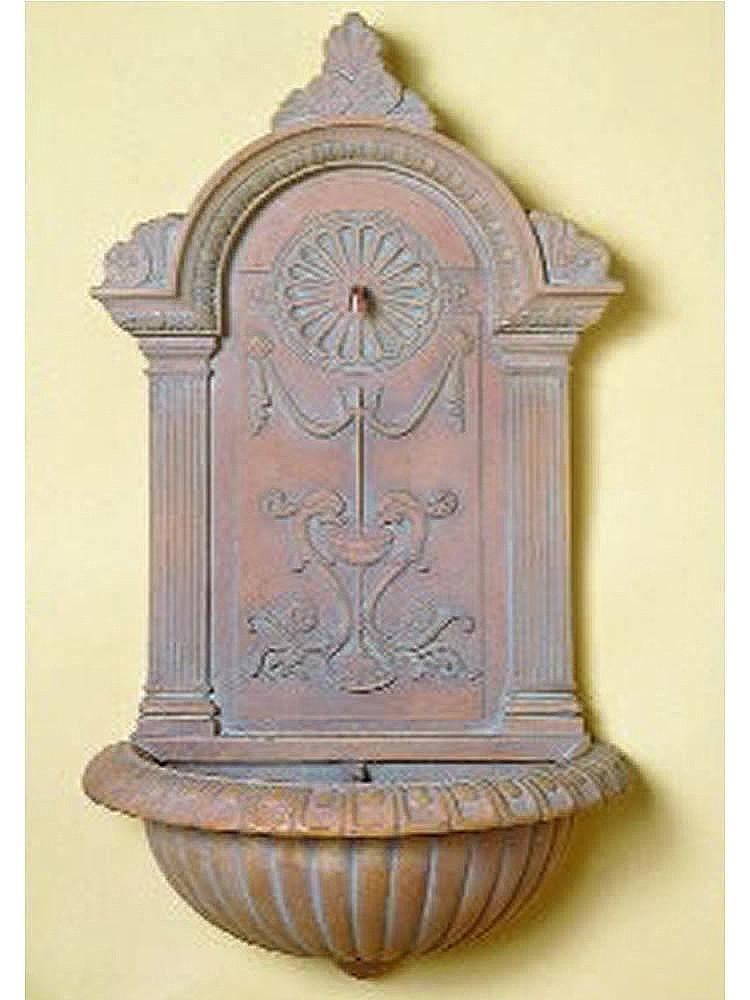 Delfino Wall Cast Stone Outdoor Garden Fountain With Spout Fountain Tuscan 