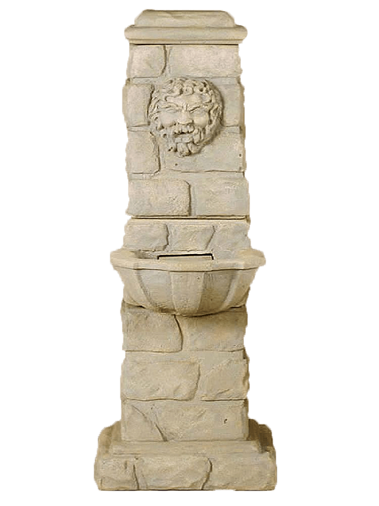 Green Man Column Cast Stone Outdoor Water Fountain With Spout Fountain Tuscan 