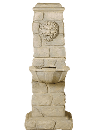 Thumbnail for Green Man Column Cast Stone Outdoor Water Fountain With Spout Fountain Tuscan 