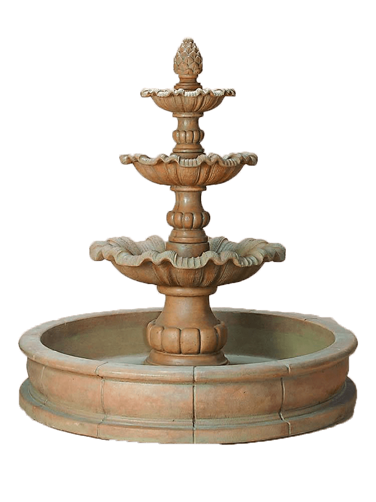 Garda Three Tier Pond Cast Stone Outdoor Garden Fountain Fountain Tuscan 