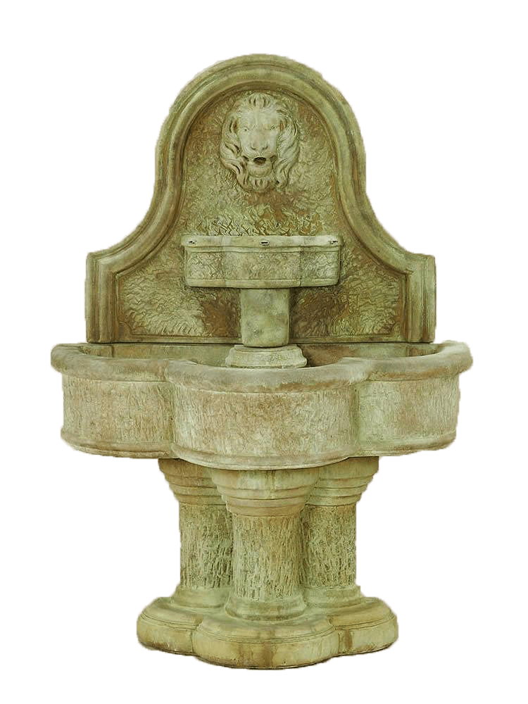 Luccan Lion Wall Cast Stone Outdoor Water Fountain Fountain Tuscan 
