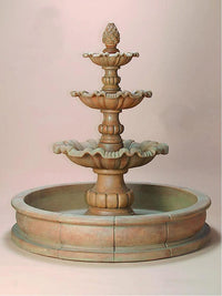 Thumbnail for Garda Three Tier Pond Cast Stone Outdoor Garden Fountain Fountain Tuscan 