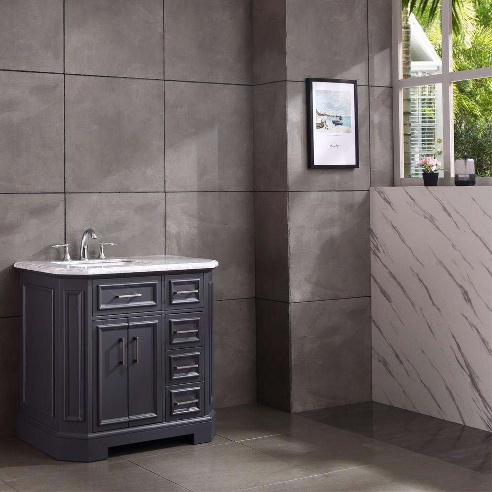 Eviva Glory 36″ Bathroom Vanity with Carrara Marble Counter-top and Porcelain Sink Vanity Eviva 