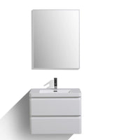 Thumbnail for Eviva Glazzy 30″ Wall Mount Modern Bathroom Vanity w/ White Integrated Top Vanity Eviva Glossy White 