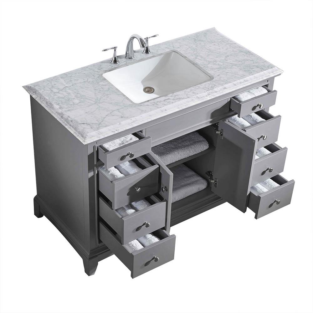 Eviva Elite Princeton 42″ Solid Wood Bathroom Vanity Set with Double OG White Carrera Marble Top Vanity Eviva Grey 