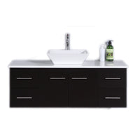 Thumbnail for Totti Wave 48″ Modern Bathroom Vanity w/ Super White Man-Made Stone Top & Sink Vanity Eviva Espresso 