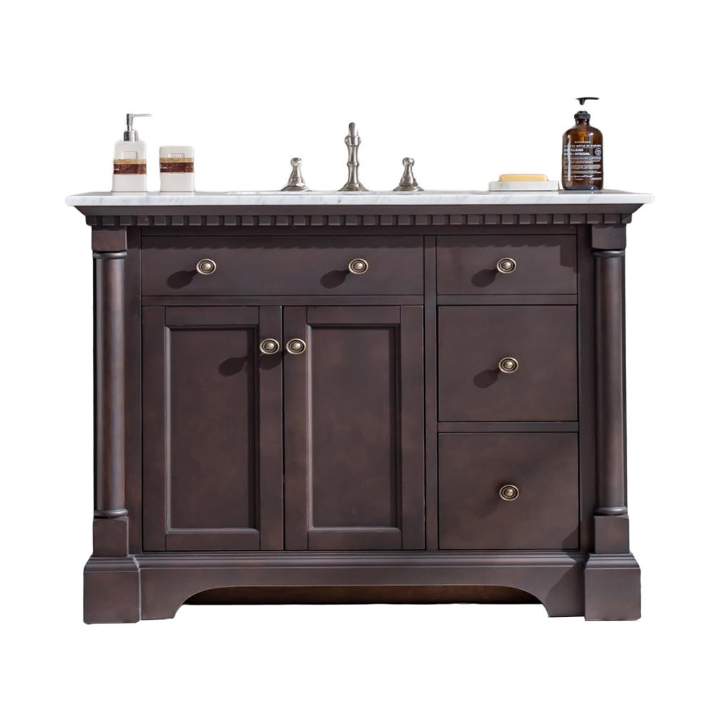 Eviva Preston 37 in. Aged Chocolate Bathroom Vanity with White Carrara Marble Countertop and Undermount Sink Vanity Eviva 