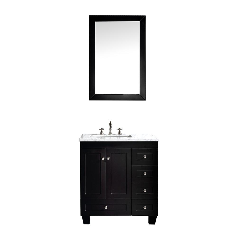 Eviva Acclaim 28″ Transitional Bathroom Vanity w/ White Carrara Top Vanity Eviva Espresso 