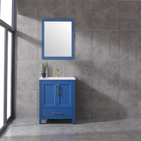 Thumbnail for Eviva Navy 30″ Deep Blue Transitional Bathroom Vanity w/ White Carrara Top Vanity Eviva 