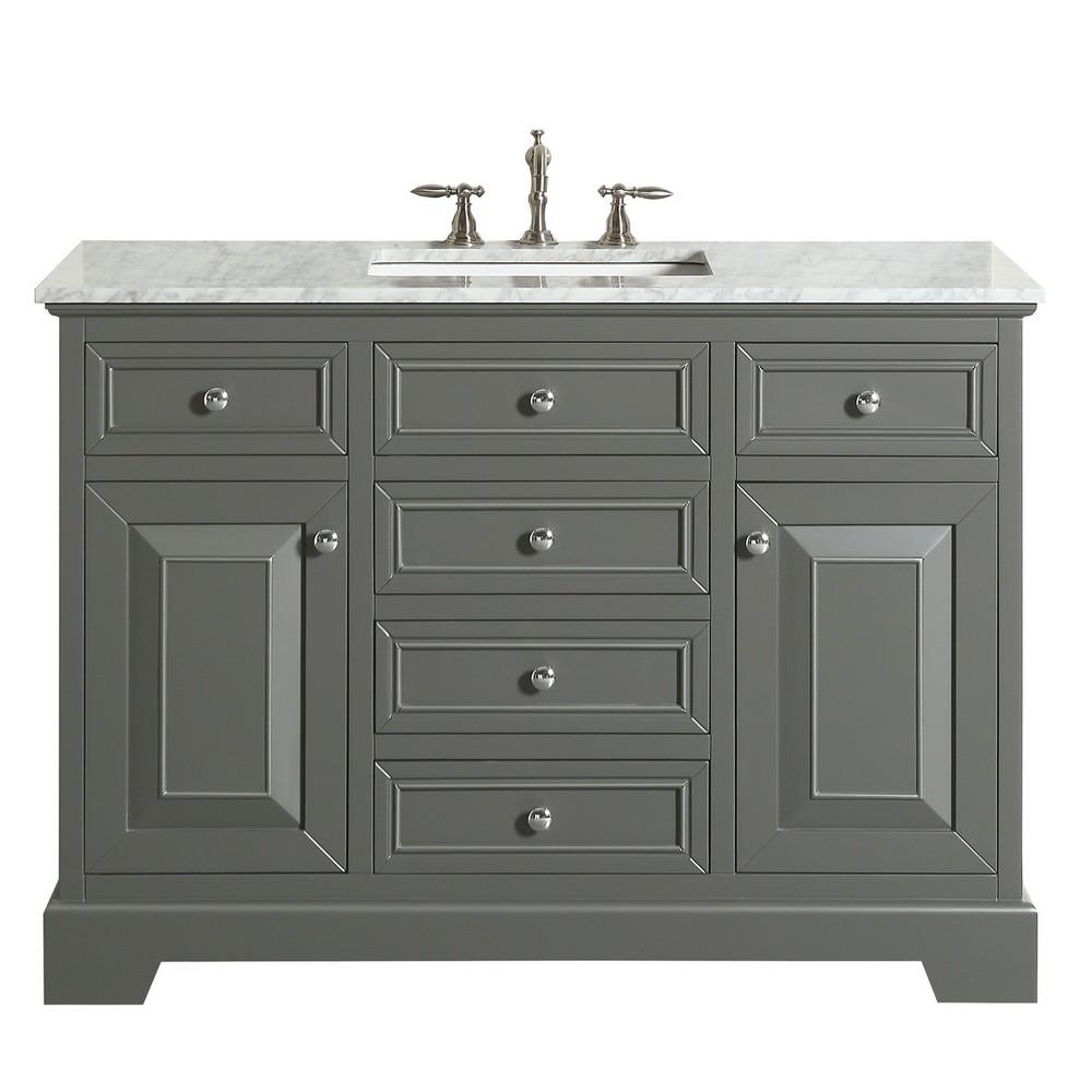 Eviva Monroe 42″ Transitional Bathroom Vanity w/ White Carrara Top Vanity Eviva Gray 
