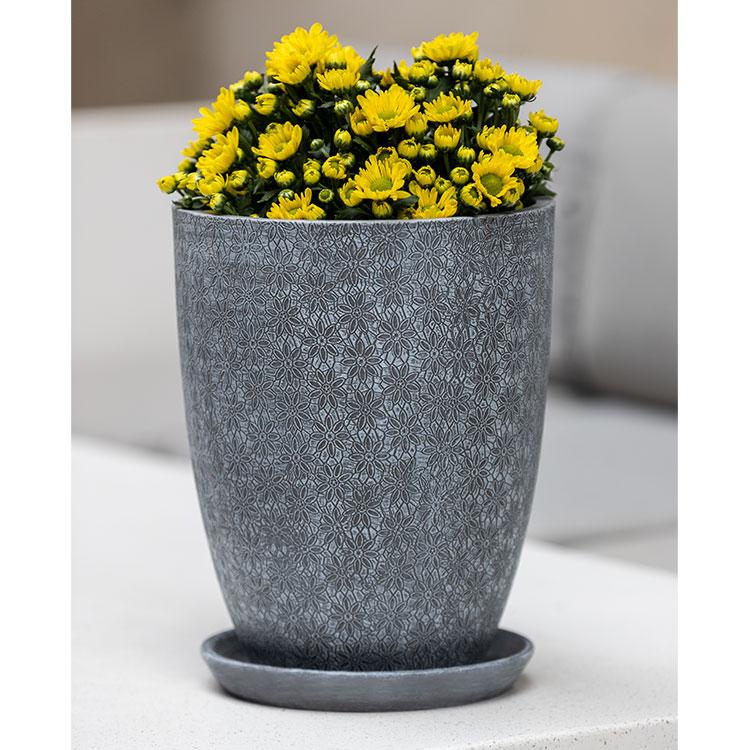 Campania International Marguerite Tapered Planter Urn/Planter Campania International Etched Grey Tall 