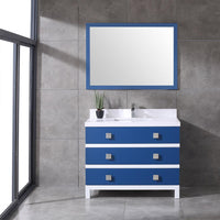 Thumbnail for Eviva Sydney 42 Inch Bathroom Vanity with Solid Quartz Counter-top Vanity Eviva Blue/White 