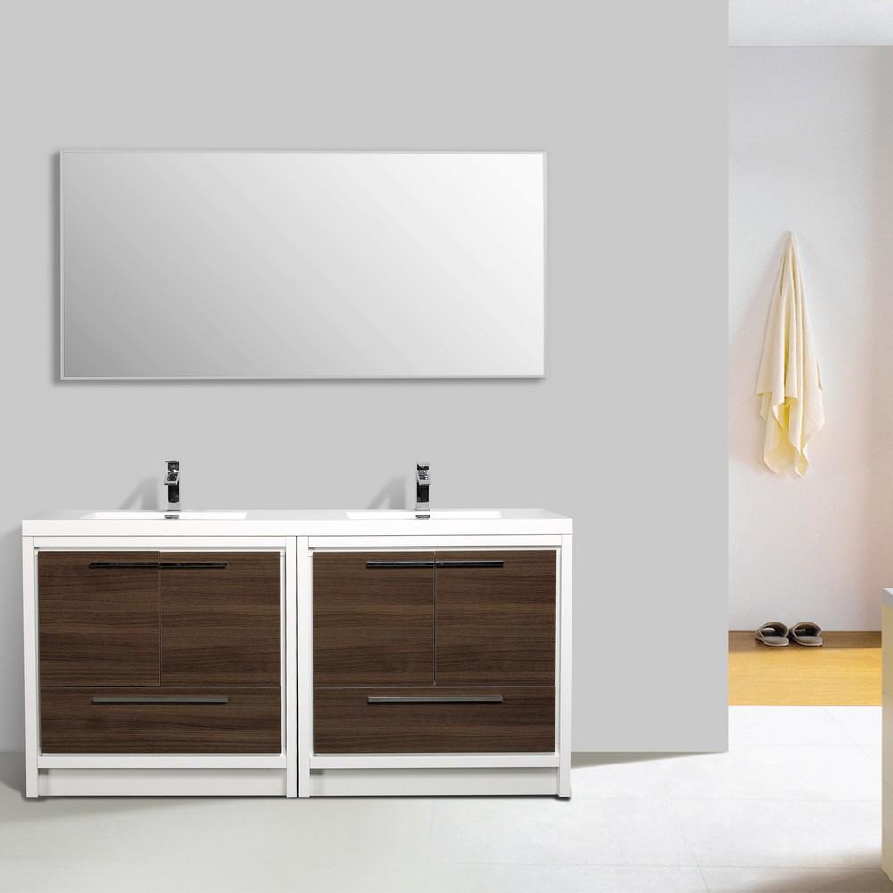 Eviva Grace 72 in. White Bathroom Vanity with Double White Integrated Acrylic Countertop Vanity Eviva Gray Oak 