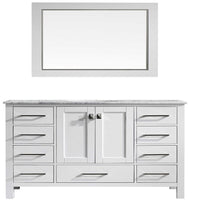 Thumbnail for Eviva Aberdeen 60″ White Transitional Single Sink Bathroom Vanity w/ White Carrara Top Vanity Eviva 