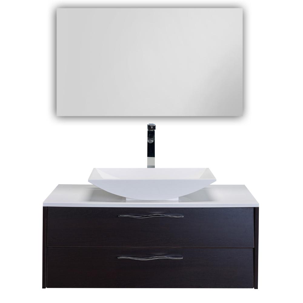 Eviva Zenvi® 39″ Wenge (Dark Brown) Modern Bathroom Vanity Set with Overmount White Acrylic Sink Bathroom Vanity Eviva 