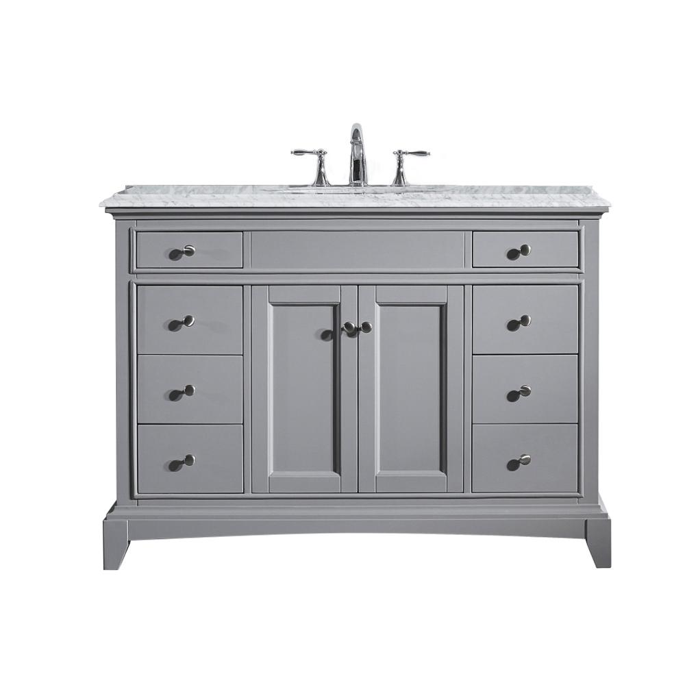 Eviva Elite Stamford 42″ Bathroom Vanity w/ Double Ogee Edge White Carrara Top Vanity Eviva Grey 