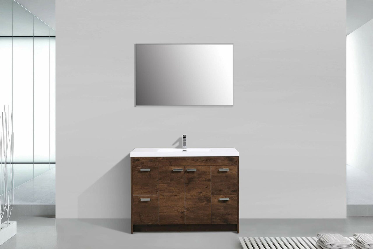 Eviva Lugano 48 Inch Modern Bathroom Vanity with White Integrated Acrylic Sink, Rosewood Bathroom Vanity Eviva 