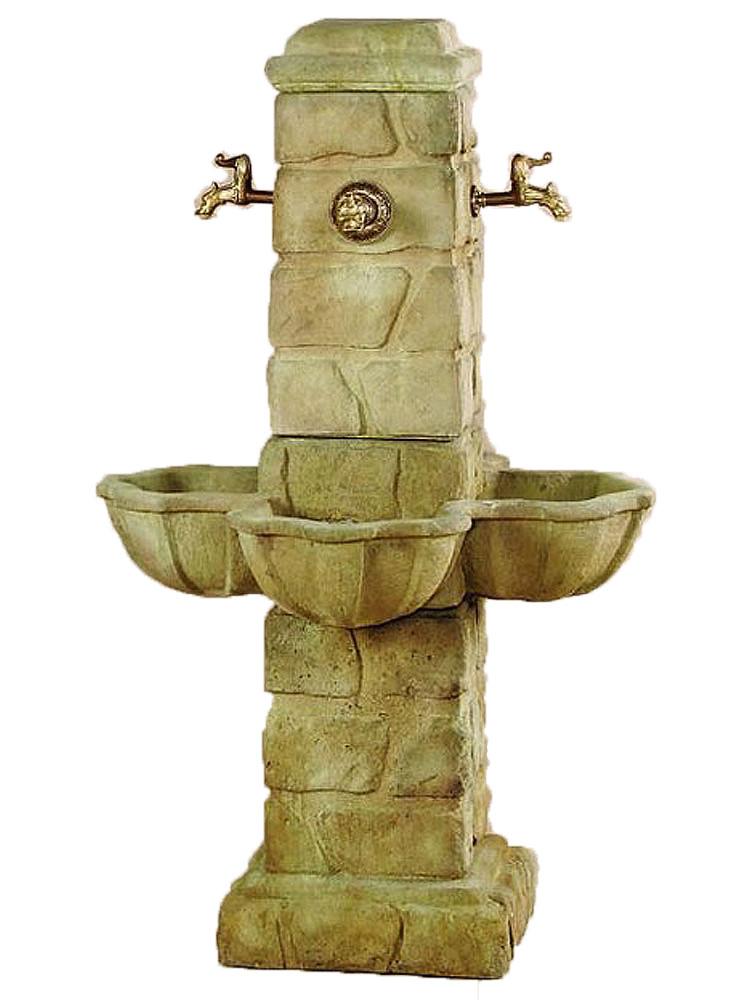 Quattro Rustichella Cast Stone Outdoor Garden Fountain for 4 Spout Fountain Tuscan 