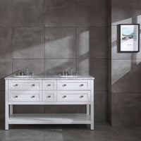 Thumbnail for EVIVA Epic White 60″ Double Sink Bathroom Vanity w/ Open Space Storage Vanity Eviva 