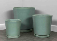 Thumbnail for Campania International Glazed Pottery I/O Series Tapered Cylinder Urn/Planter Campania International Seafoam 