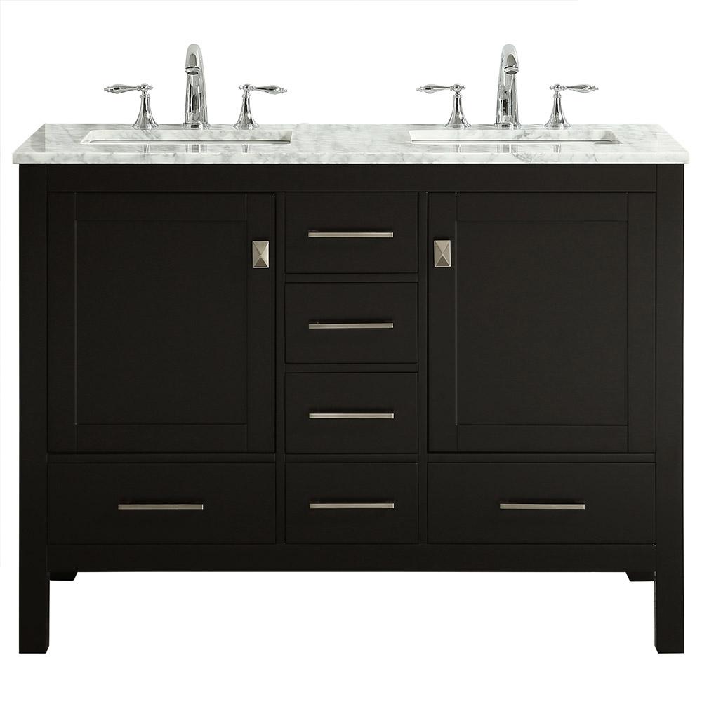 Eviva Aberdeen 48″ Transitional Double Sink Bathroom Vanity w/ White Carrara Top Vanity Eviva Espresso 