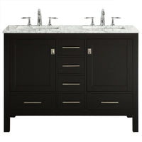 Thumbnail for Eviva Aberdeen 48″ Transitional Double Sink Bathroom Vanity w/ White Carrara Top Vanity Eviva Espresso 