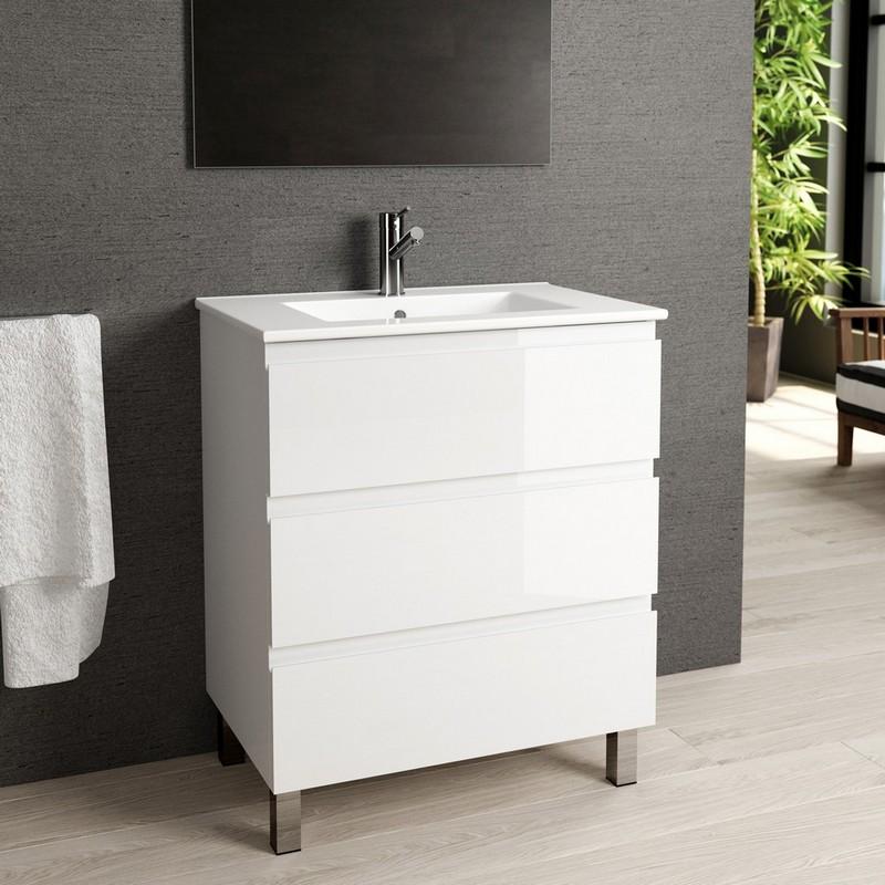 Eviva Vigo 28 Inch Bathroom Vanity with White Integrated Porcelain Sink Bathroom Vanity Eviva Grey Pine 