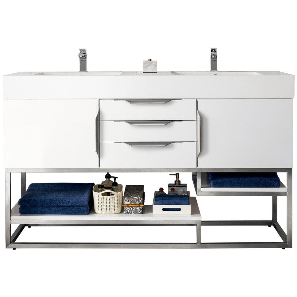 James Martin Columbia 59" Double Vanity Vanity James Martin Glossy White Cabinet Only 