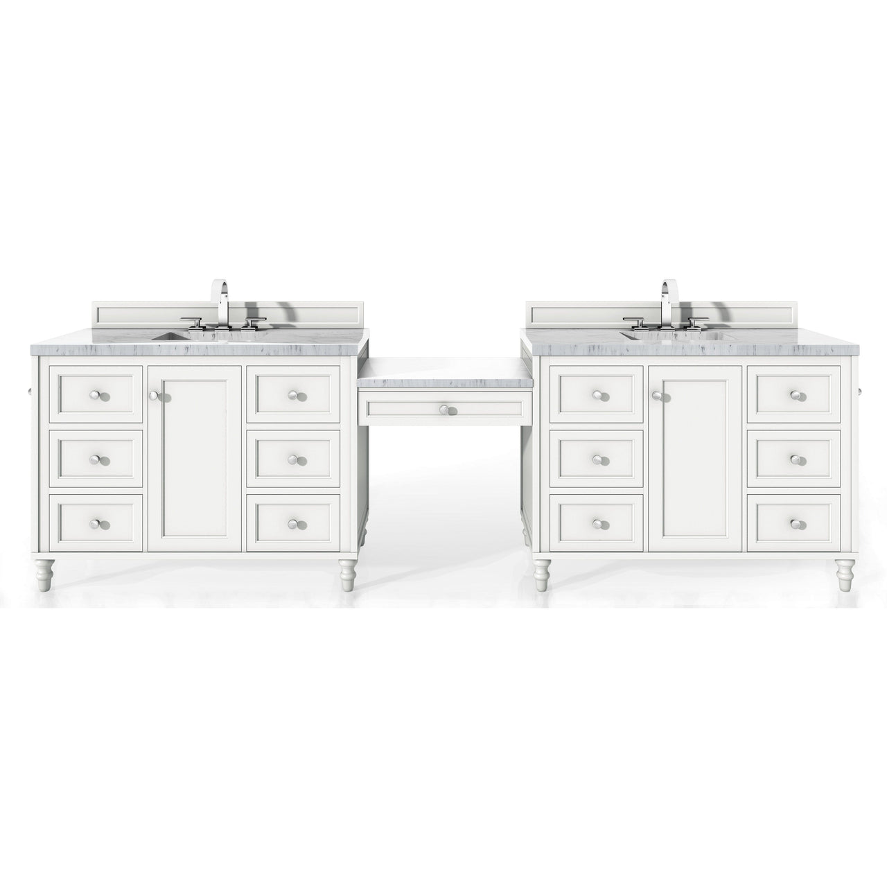 James Martin Copper Cove Encore 122" Double Vanity Set Vanity James Martin Bright White w/ 3 CM Arctic Fall Solid Surface Top 