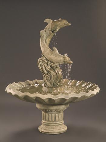 Dolphins with Shell Bowl Fountain Fountain Fiore Stone 