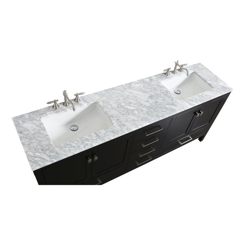 Eviva Aberdeen 60 Transitional Grey Bathroom Vanity with White Carrera  Countertop & Double Square Sinks