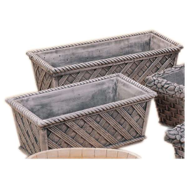 Basket weave Box Cast Stone Outdoor Garden Planter Planter Tuscan 