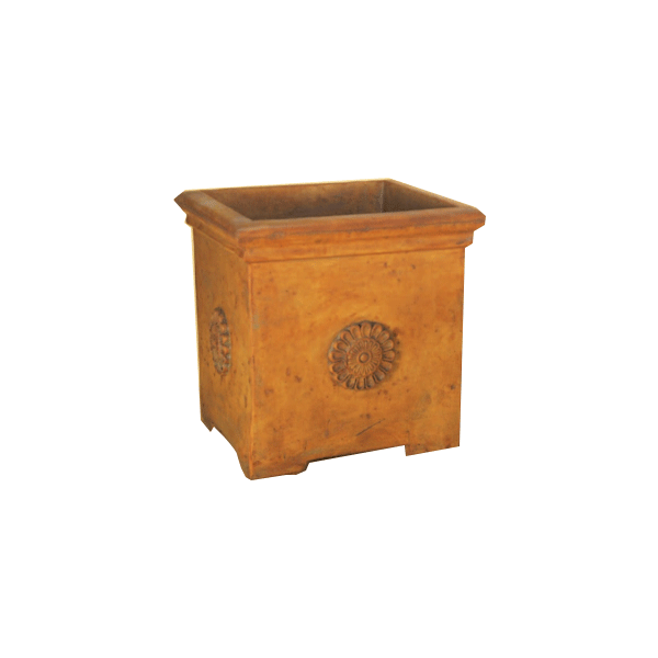 Rosetta Square Planter Cast Stone Outdoor Garden Planter Planter Tuscan 