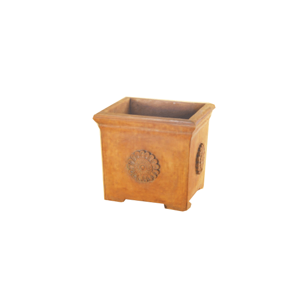 Rosetta Square Planter Cast Stone Outdoor Garden Planter Planter Tuscan 
