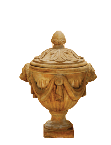 Vestal Lion Urn with Lid Cast Stone Outdoor Garden Planter Planter Tuscan 