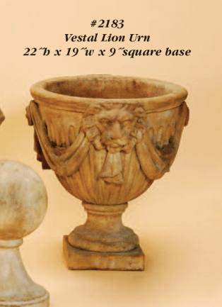 Vestal Lion Urn Cast Stone Outdoor Garden Planter Planter Tuscan 