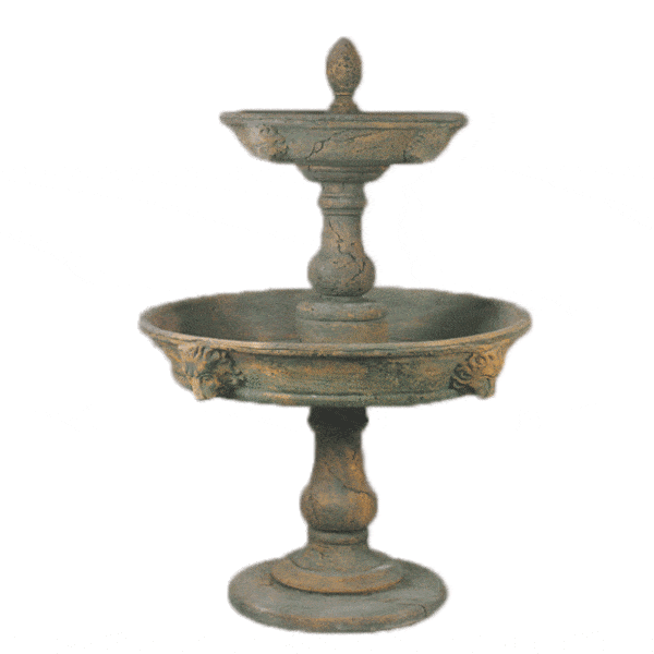 Appia Antica Two Tier Lion Cast Stone Outdoor Garden Fountain Fountain Tuscan 
