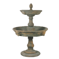 Thumbnail for Appia Antica Two Tier Lion Cast Stone Outdoor Garden Fountain Fountain Tuscan 