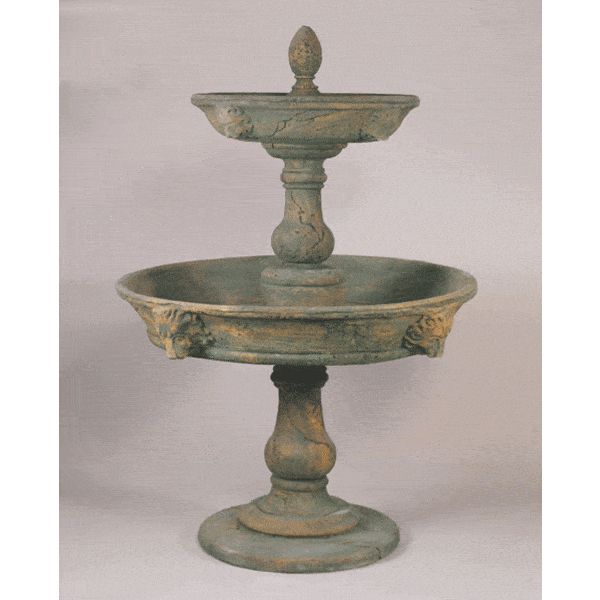 Appia Antica Two Tier Lion Cast Stone Outdoor Garden Fountain Fountain Tuscan 