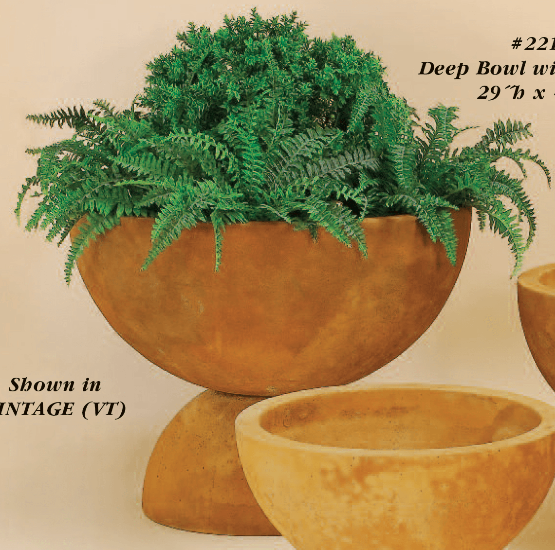 Deep Bowl with Base Cast Stone Outdoor Garden Planter Planter Tuscan 