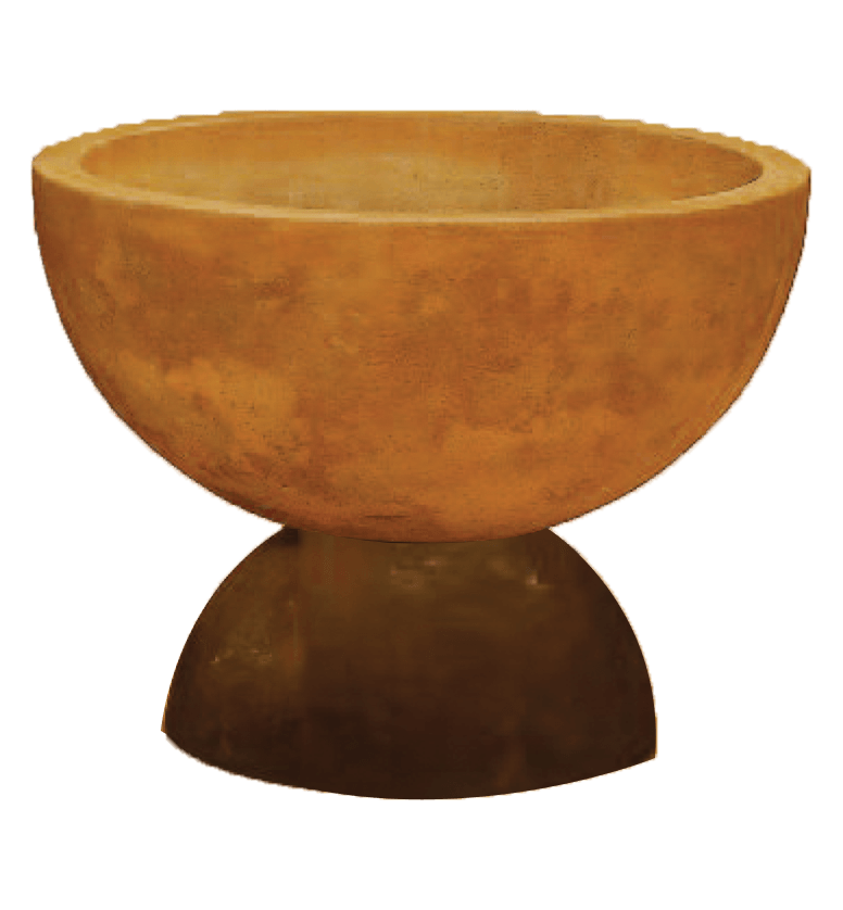 Deep Bowl with Base Cast Stone Outdoor Garden Planter Planter Tuscan 
