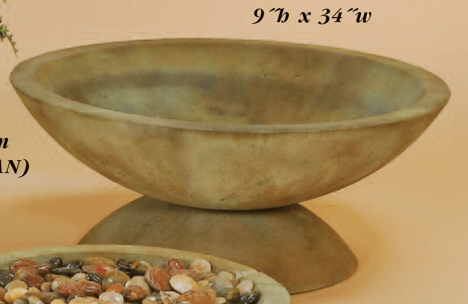 Shallow Bowl with Base Cast Stone Outdoor Garden Planter Planter Tuscan 
