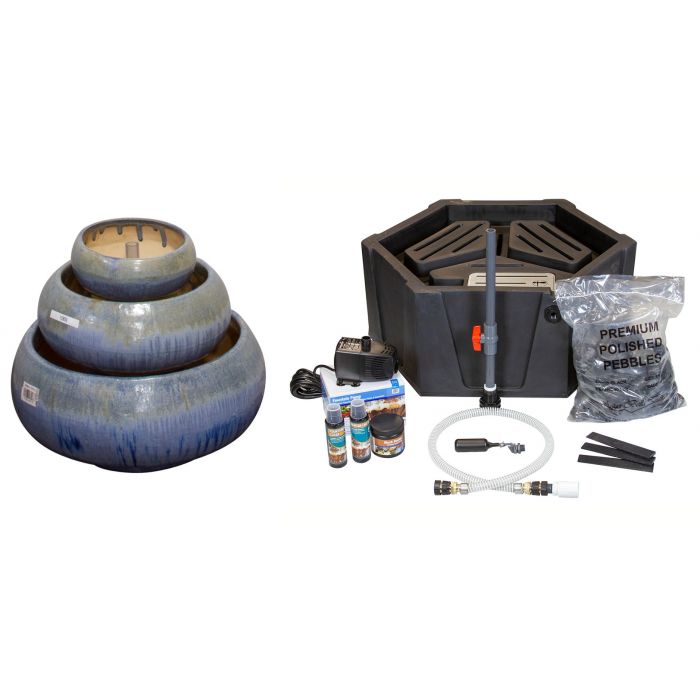 One of a Kind FNT2223 Ceramic Vase Complete Fountain Kit Vase Fountain Blue Thumb 