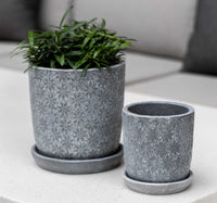 Thumbnail for Campania International Marguerite Small Round Planter Urn/Planter Campania International Etched Grey 