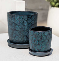 Thumbnail for Campania International Marguerite Small Round Planter Urn/Planter Campania International Etched Blue 