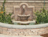 Thumbnail for Lion Quatrefoil Wall Fountain, Large Fountain Fiore Stone 