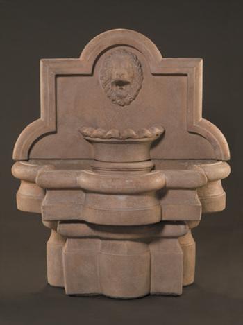 Lion Quatrefoil Wall Fountain, Small Fountain Fiore Stone 