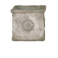 Thumbnail for Square Rosette Pot Cast Stone Outdoor Garden Planter Planter Tuscan Large Natural (N) 